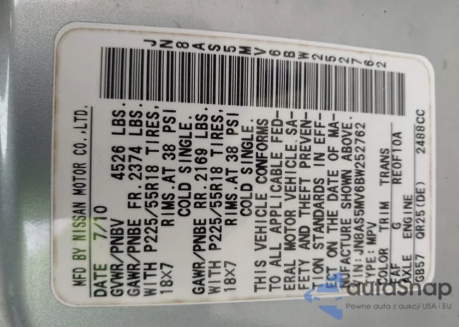 JN8AS5MV6BW252762: 42897767