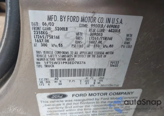 1FTSW31P93ED78376: 42897974