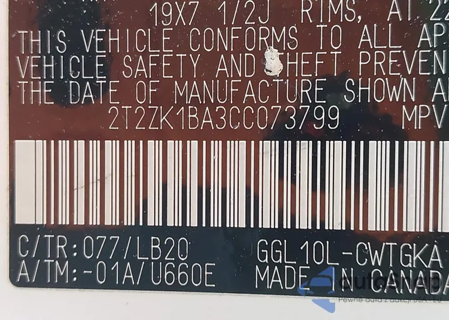 2T2ZK1BA3CC073799: 42898083