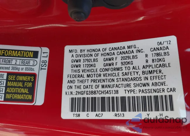 2HGFG3B87CH545138: 42898101