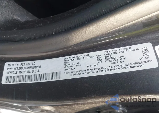 1C6SRFJT0NN101230: 42898123