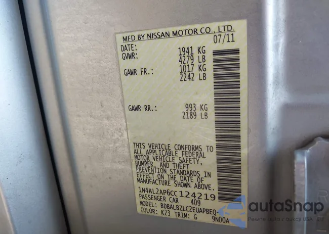 1N4AL2AP6CC124219: 42898192