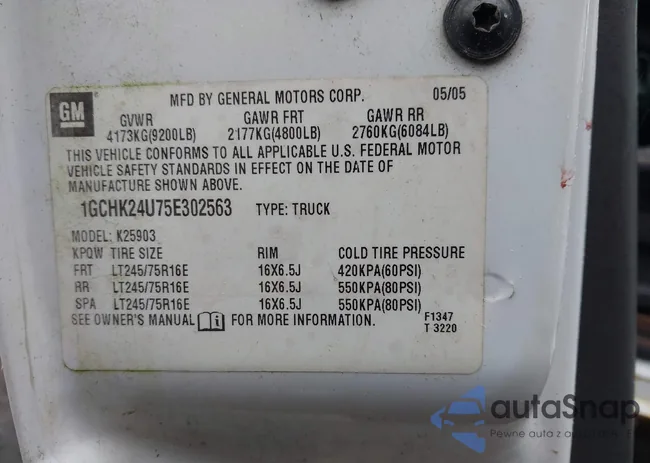 1GCHK24U75E302563: 42897535