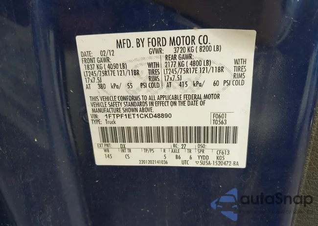 1FTPF1ET1CKD48890: 42897617