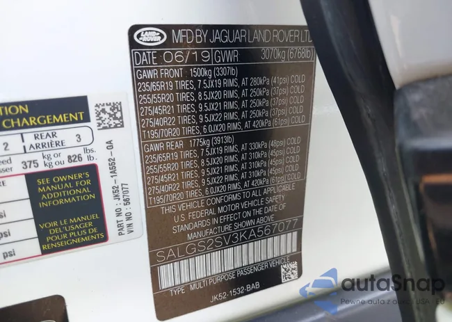 SALGS2SV3KA567077: 42897656