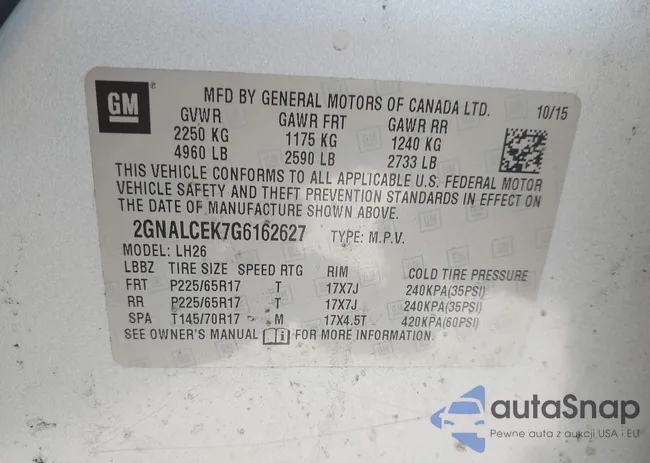 2GNALCEK7G6162627: 42898712