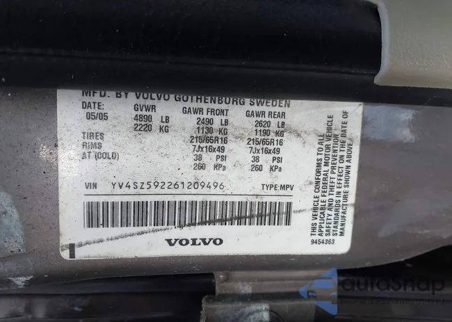 YV4SZ592261209496: 42898974