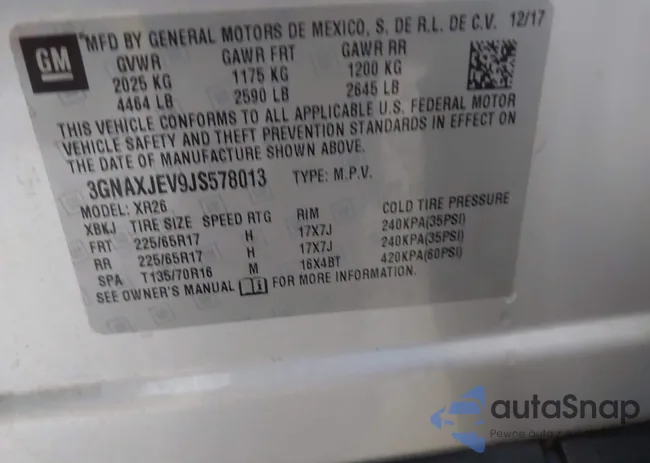 3GNAXJEV9JS578013: 42899100