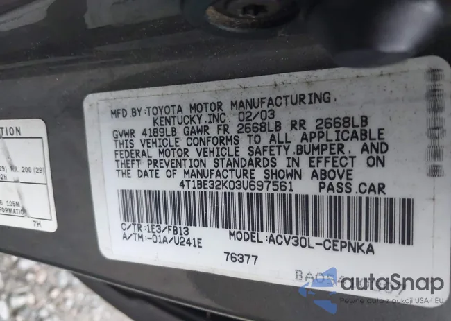 4T1BE32K03U697561: 42898491