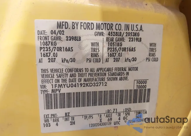 1FMYU04192KD32712: 42899776