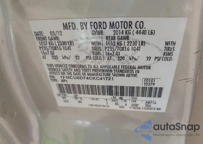 1FMCU0D74CKC41721: 42900007