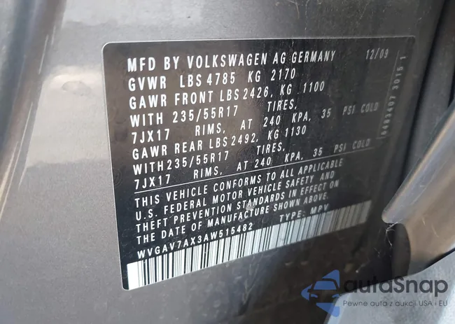 WVGAV7AX3AW515482: 42900100