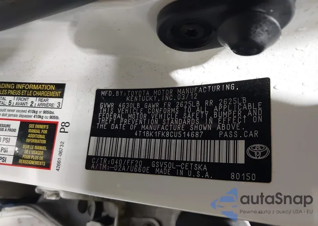 4T1BK1FK8CU514687: 42900227