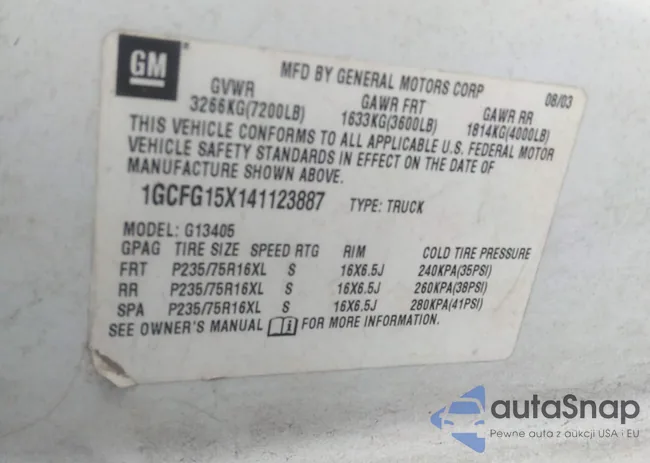 1GCFG15X141123887: 42900889