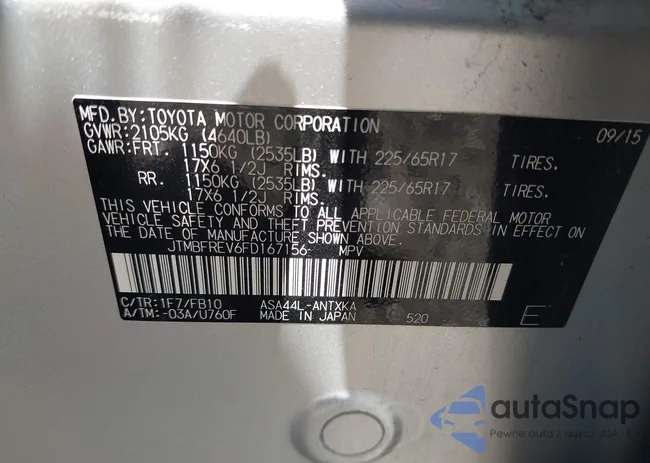 JTMBFREV6FD167156: 42901000