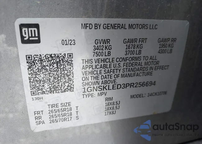 1GNSKLED3PR256694: 42901903