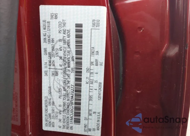 1FMCU0G78FUA73277: 42902056