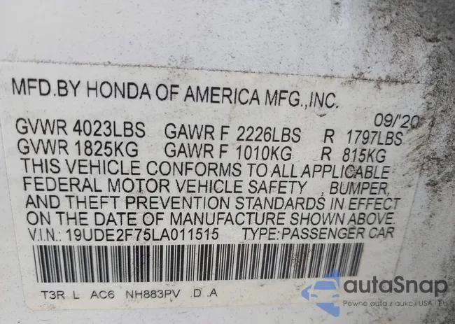 19UDE2F75LA011515: 42902066