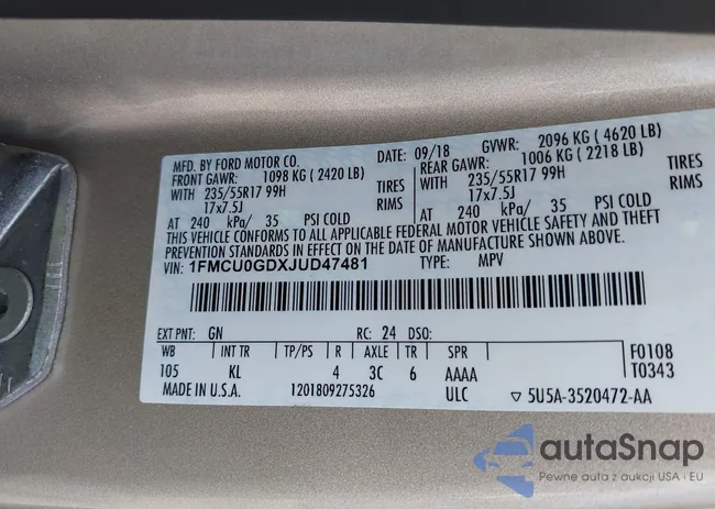 1FMCU0GDXJUD47481: 42901347