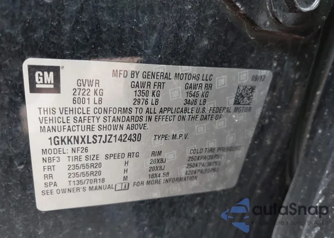 1GKKNXLS7JZ142430: 42901387