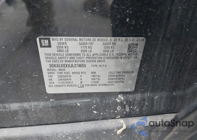 3GKALXEXXJL274650: 42901427