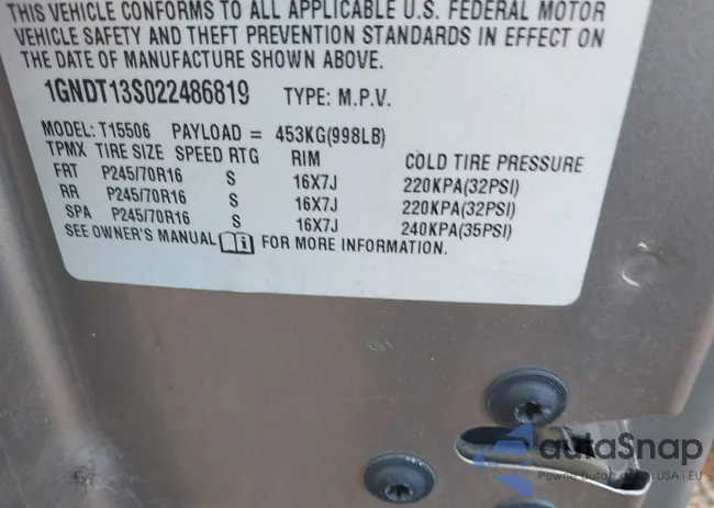 1GNDT13S022486819: 42901625