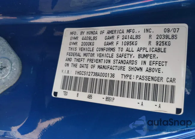 1HGCS12738A000136: 42902705