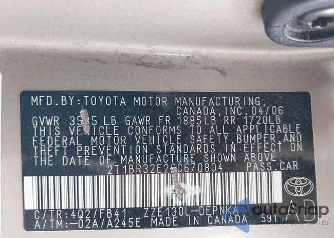 2T1BR32E26C670804: 42902720