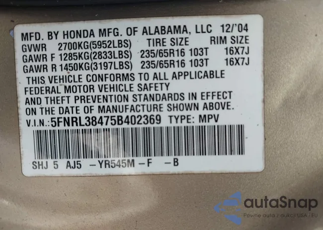 5FNRL38475B402369: 42902788