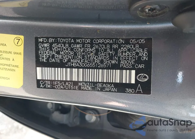 JTHBA30G655126571: 42903072