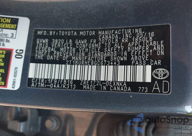 2T1BURHE8GC673443: 42903208