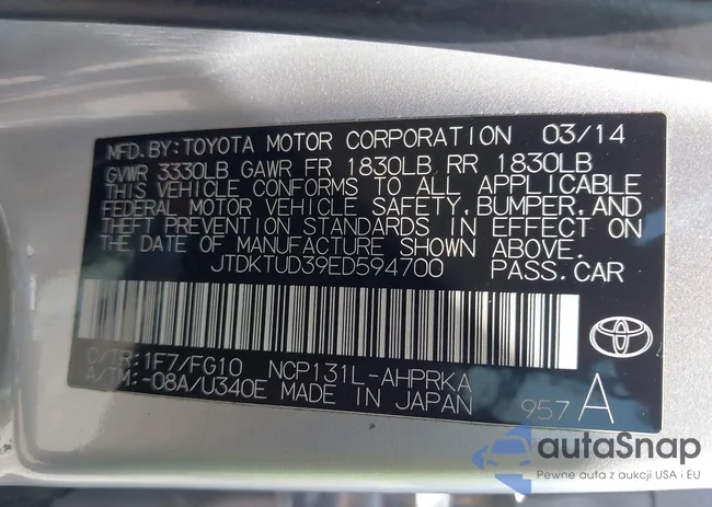 JTDKTUD39ED594700: 42903244