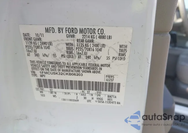 1FMCU5K32CKB06203: 42902475