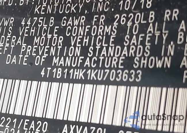 4T1B11HK1KU703633: 42902658