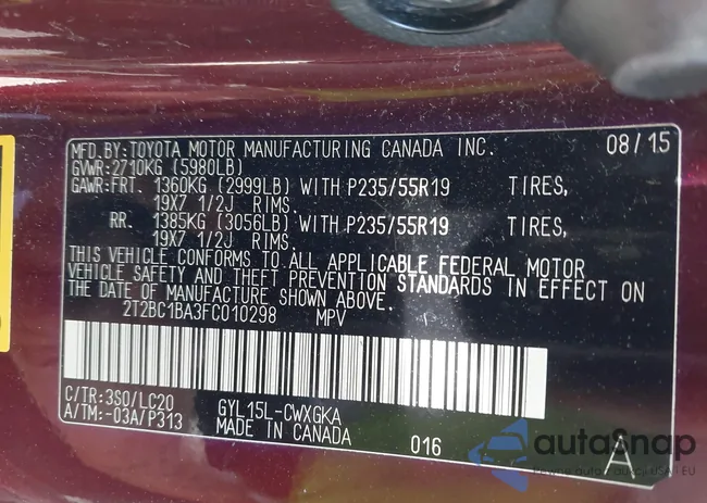 2T2BC1BA3FC010298: 42904052