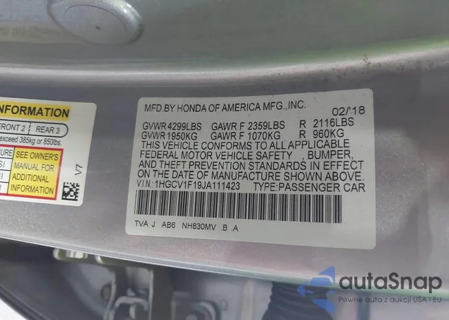 1HGCV1F19JA111423: 42904053