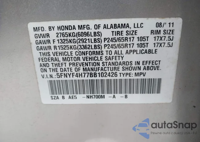 5FNYF4H77BB102426: 42904172