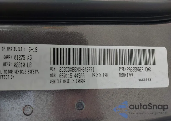 2C3CDXBGXKH643771: 42904182