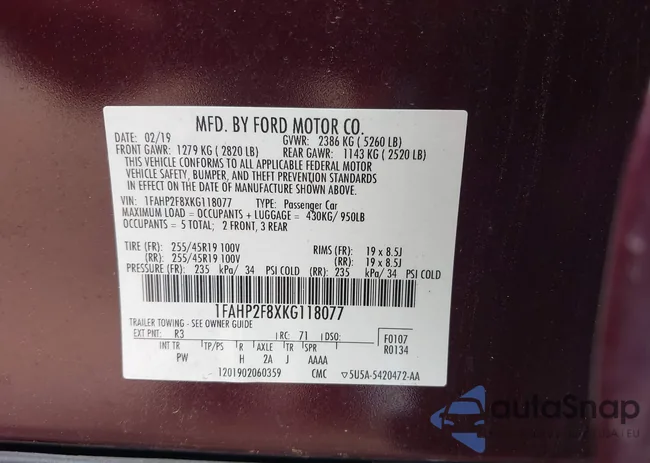 1FAHP2F8XKG118077: 42904261