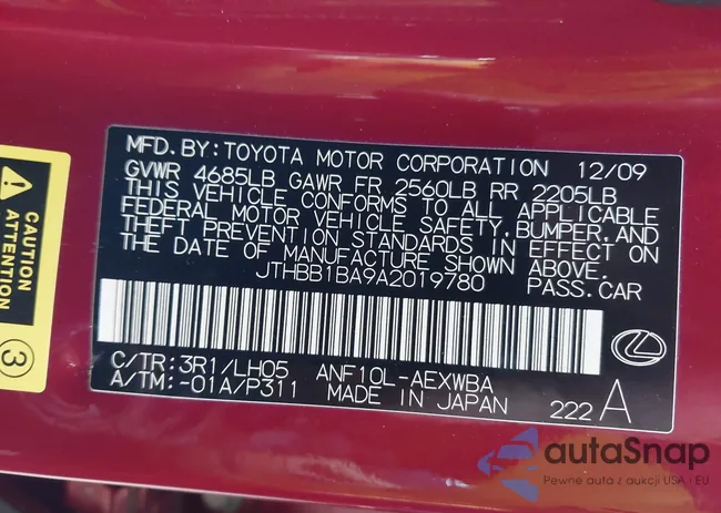 JTHBB1BA9A2019780: 42903417