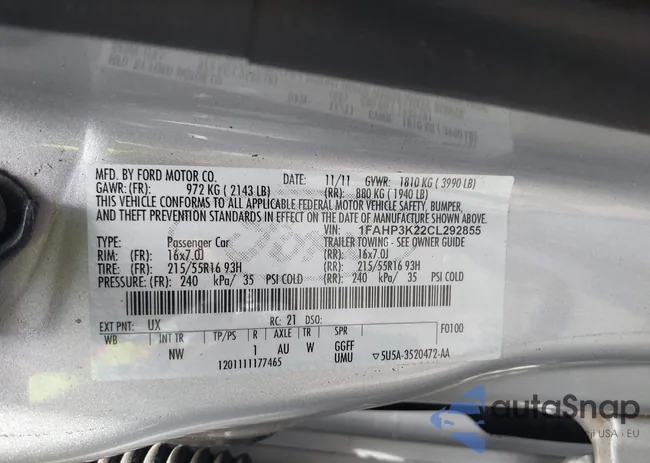 1FAHP3K22CL292855: 42903420