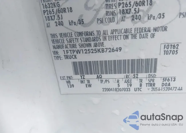 1FTPW12525KB72649: 42903440