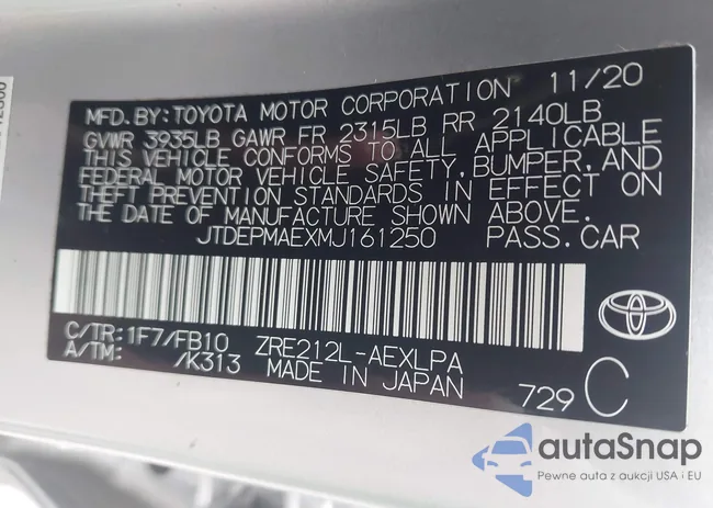 JTDEPMAEXMJ161250: 42903587