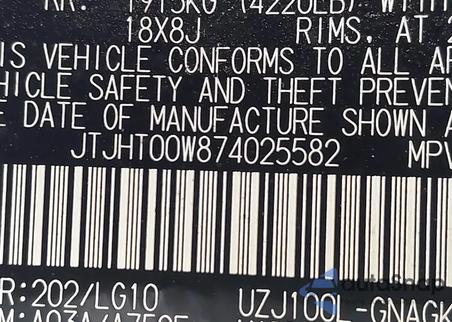 JTJHT00W874025582: 42904689
