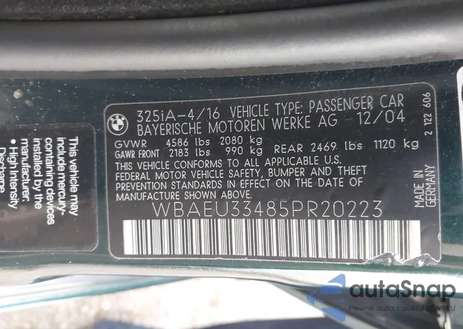 WBAEU33485PR20223: 42904927