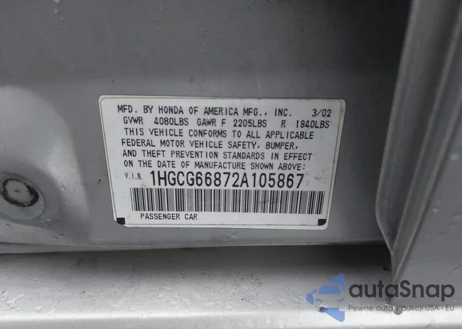 1HGCG66872A105867: 42904295