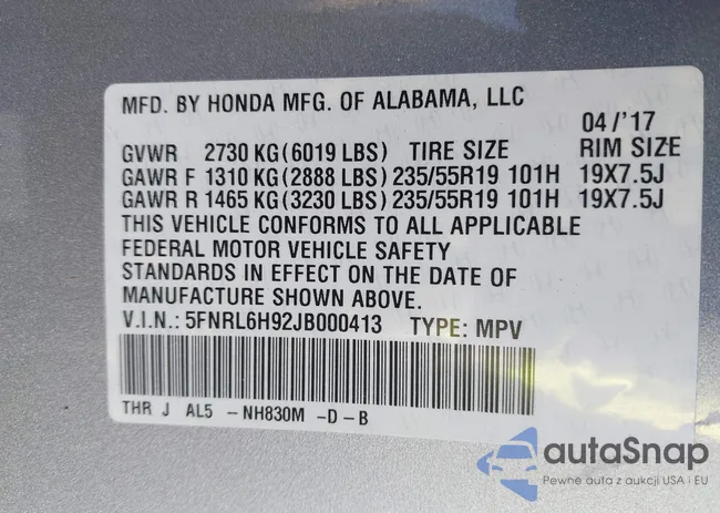 5FNRL6H92JB000413: 42904298