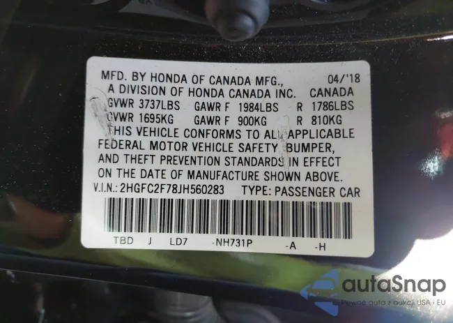 2HGFC2F78JH560283: 42904534