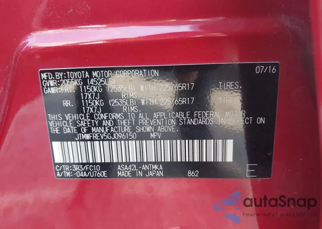 JTMWFREV5GJ096150: 42904586