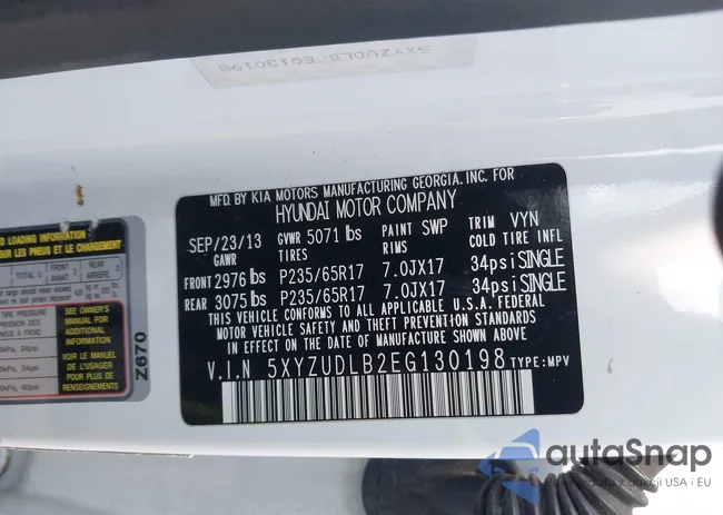 5XYZUDLB2EG130198: 42905710